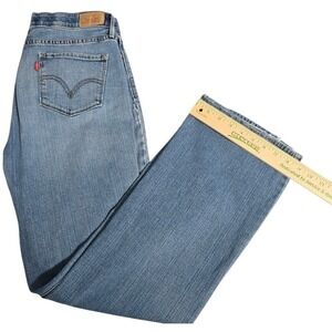 Levis 525 Perfect Waist Bootcut JeansWomens 12M MediumWash Blue Stretch Denim619